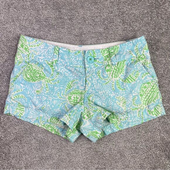 Lilly Pulitzer Pants - Lilly Pulitzer The Wash Short Women’s 0 Blue Casual Preppy Get Crackin 33092